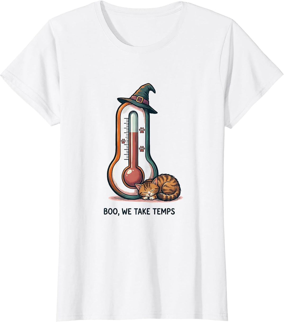 Women's Boo We Take Temps Funny Vet Tech Halloween Workplace Humor T-Shirt - White