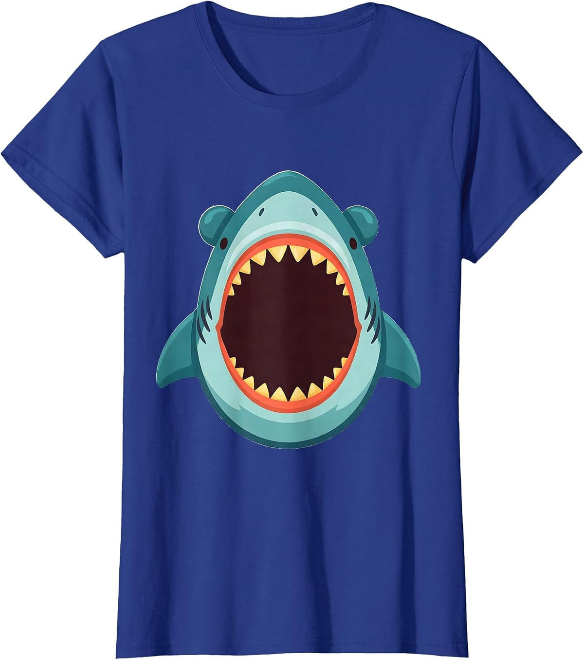 Women's Shark Jaw Collar Flat Vector Halloween Costume T-Shirt - Royal Blue