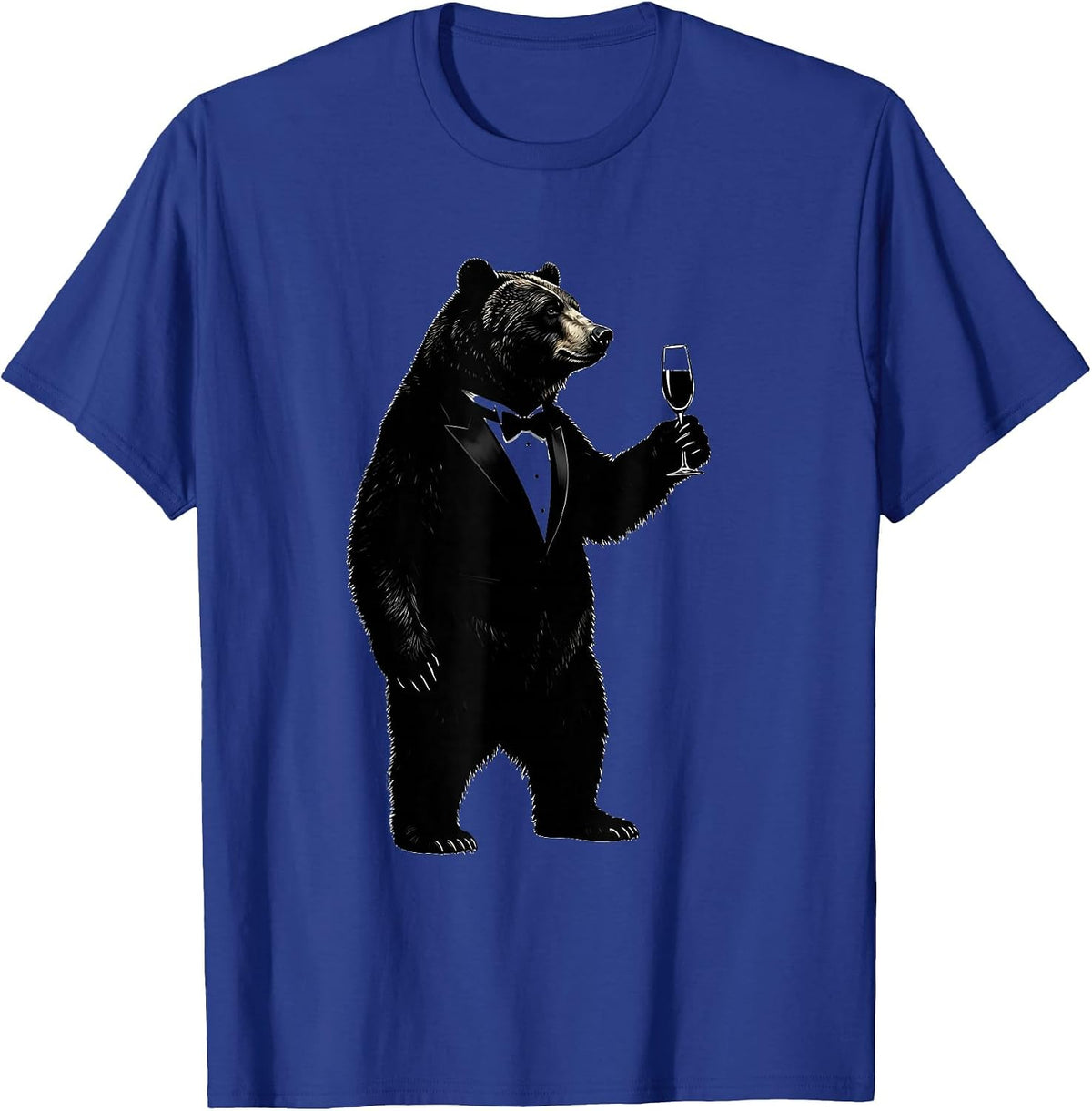 Fancy Bear in Tuxedo Champagne Toast Design T-Shirt - Royal Blue