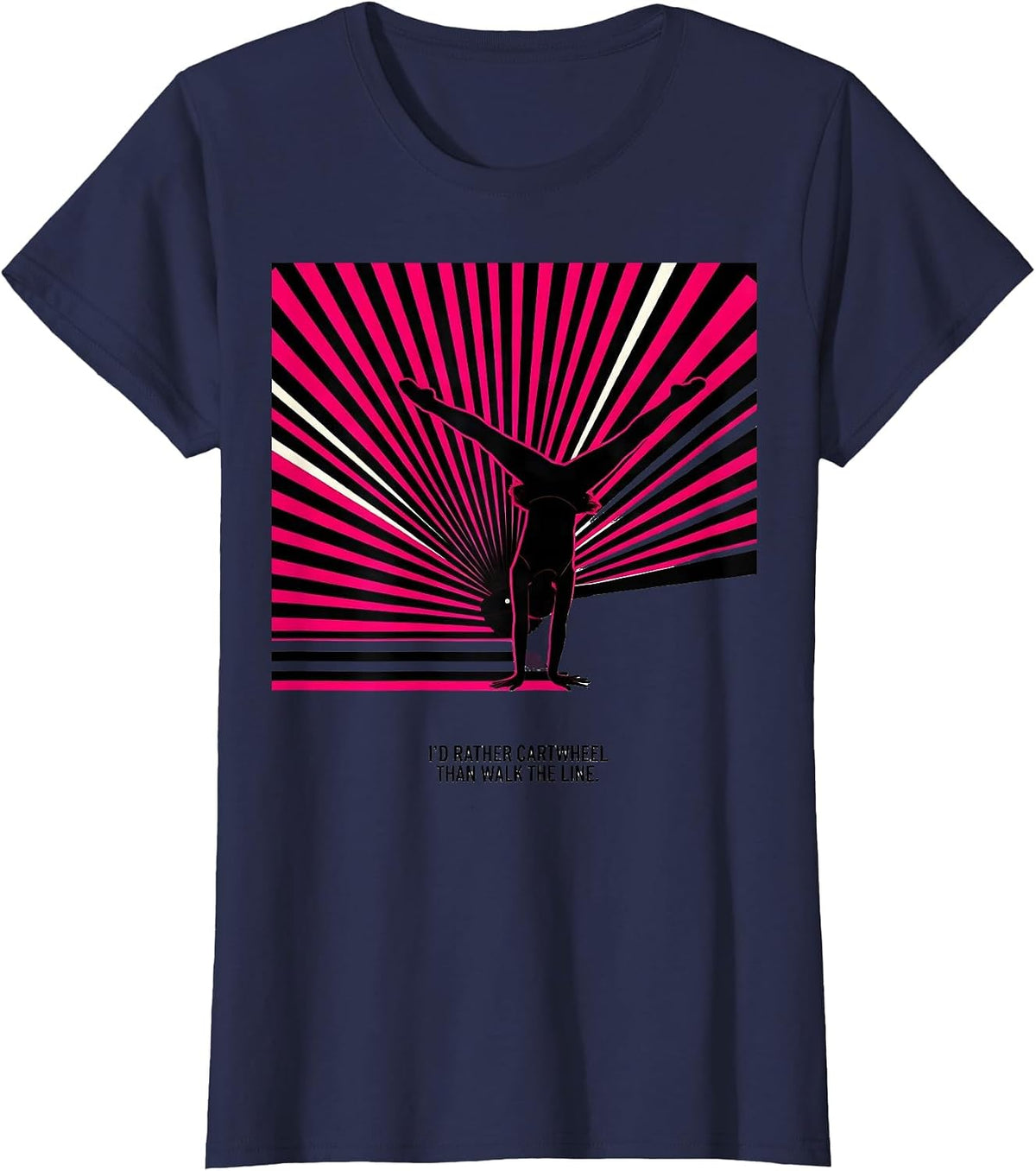 Women's I'd Rather Cartwheel Than Walk The Line Gymnastics T-Shirt - Navy Blue