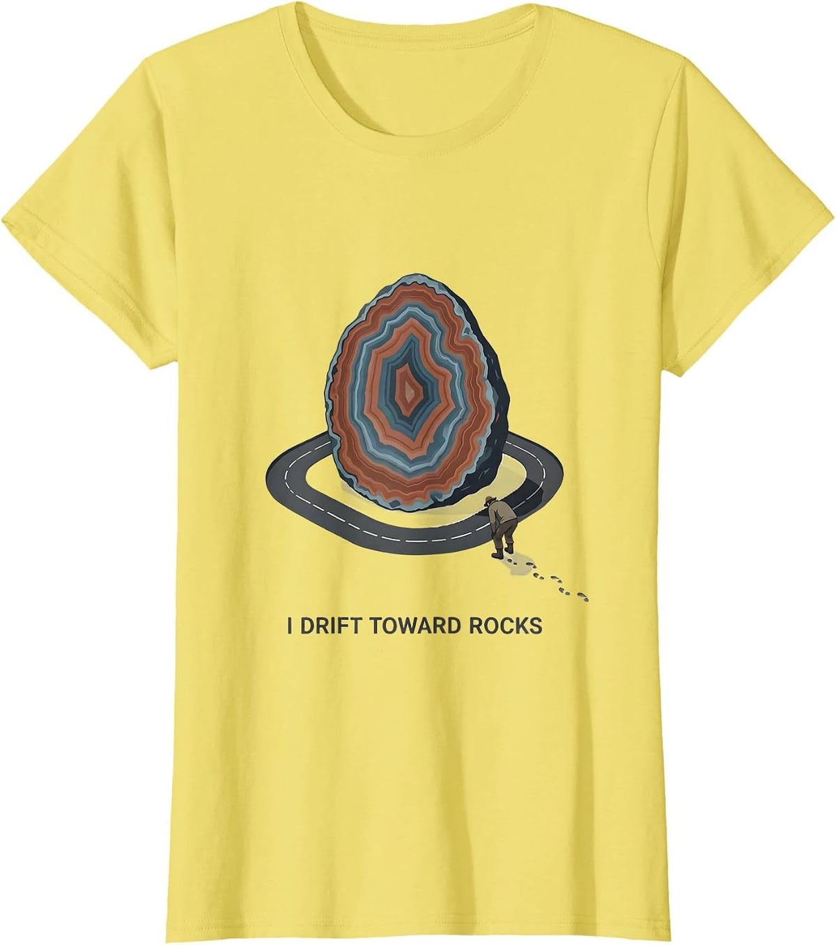 Women's I Drift Toward Rocks Funny Rock Collector Geode Hunter Humor T-Shirt - Lemon Yellow