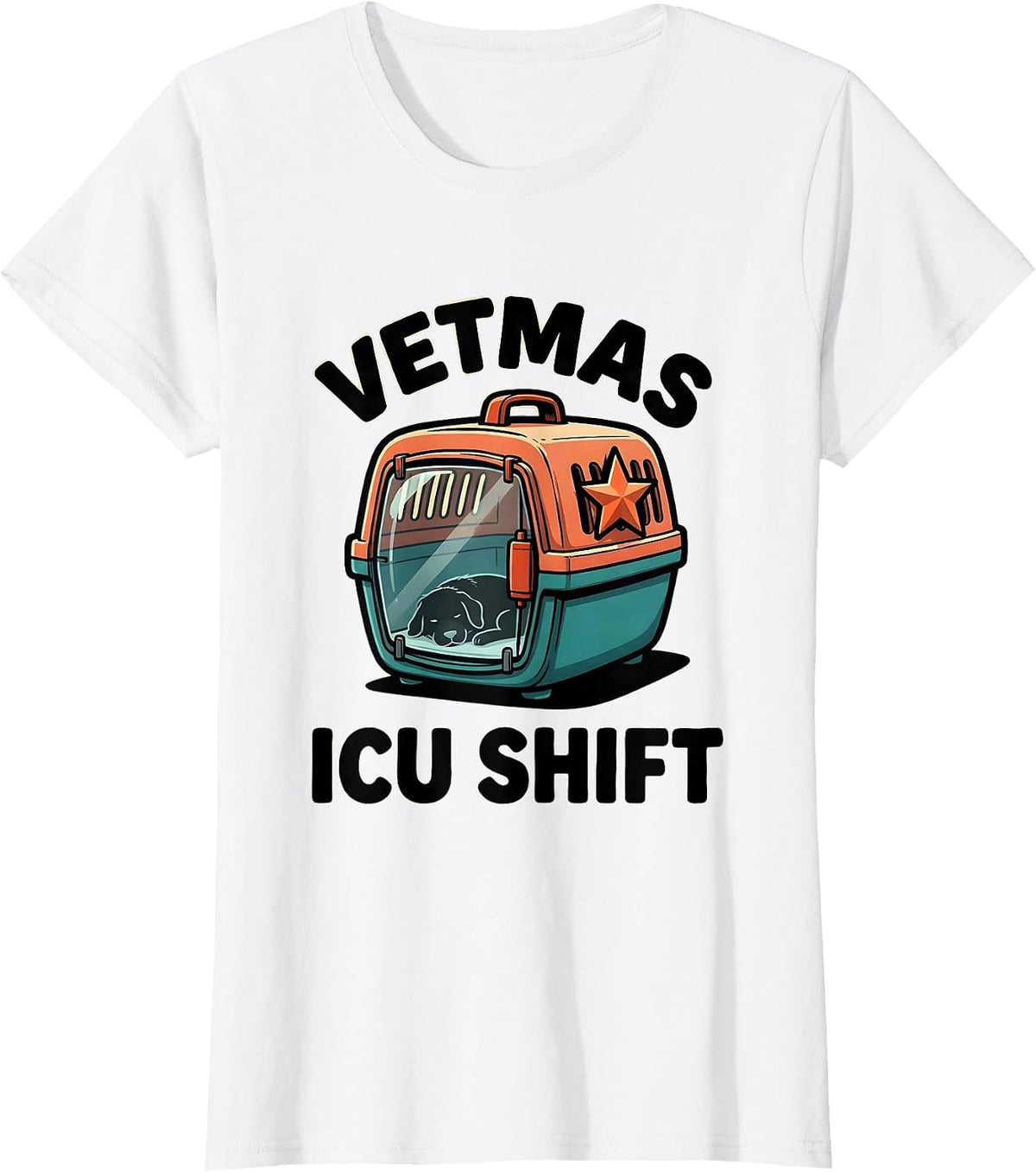 Vetmas ICU Shift Funny Vet Tech Christmas Veterinary Crew T-Shirt - White