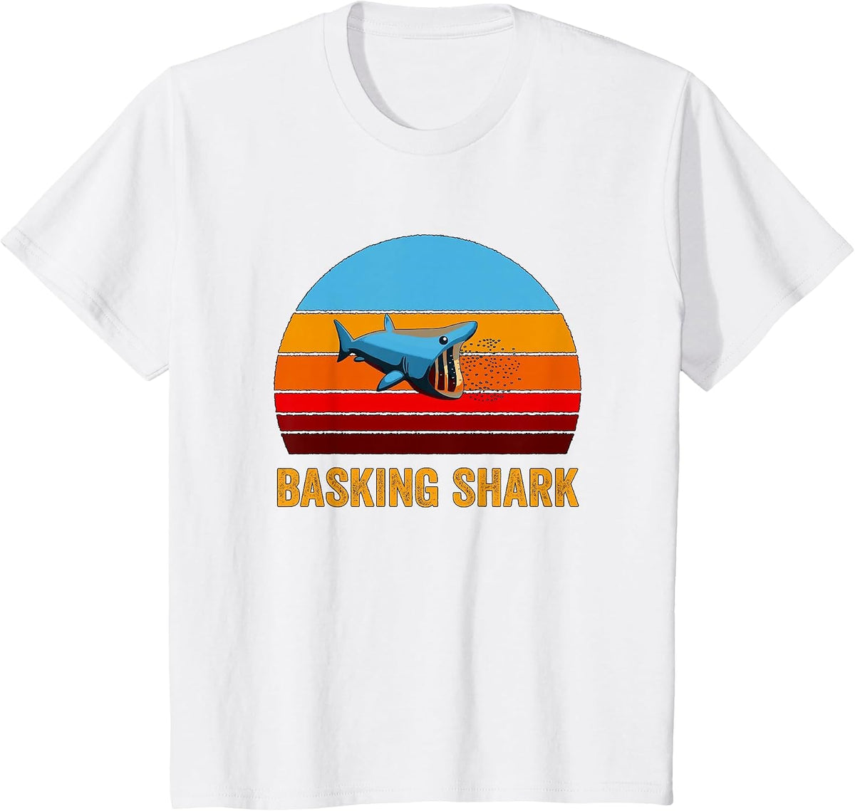 Retro Vintage Style Sunset Basking Shark T-Shirt - White