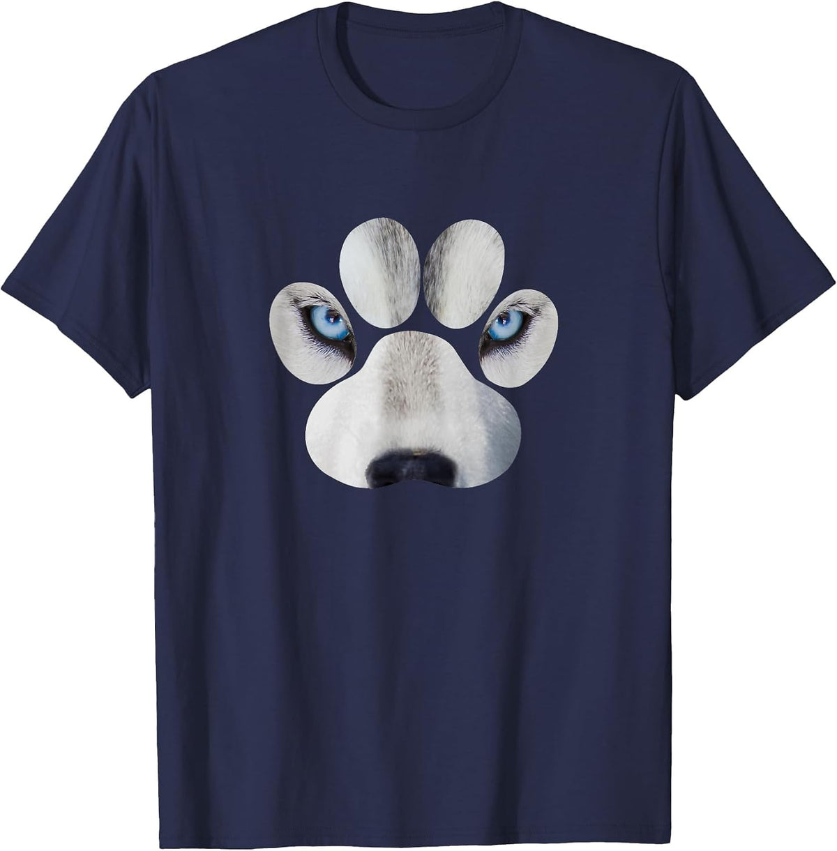 Siberian Husky Eyes Awesome Cute Huskies Paw Face T-Shirt - Navy Blue