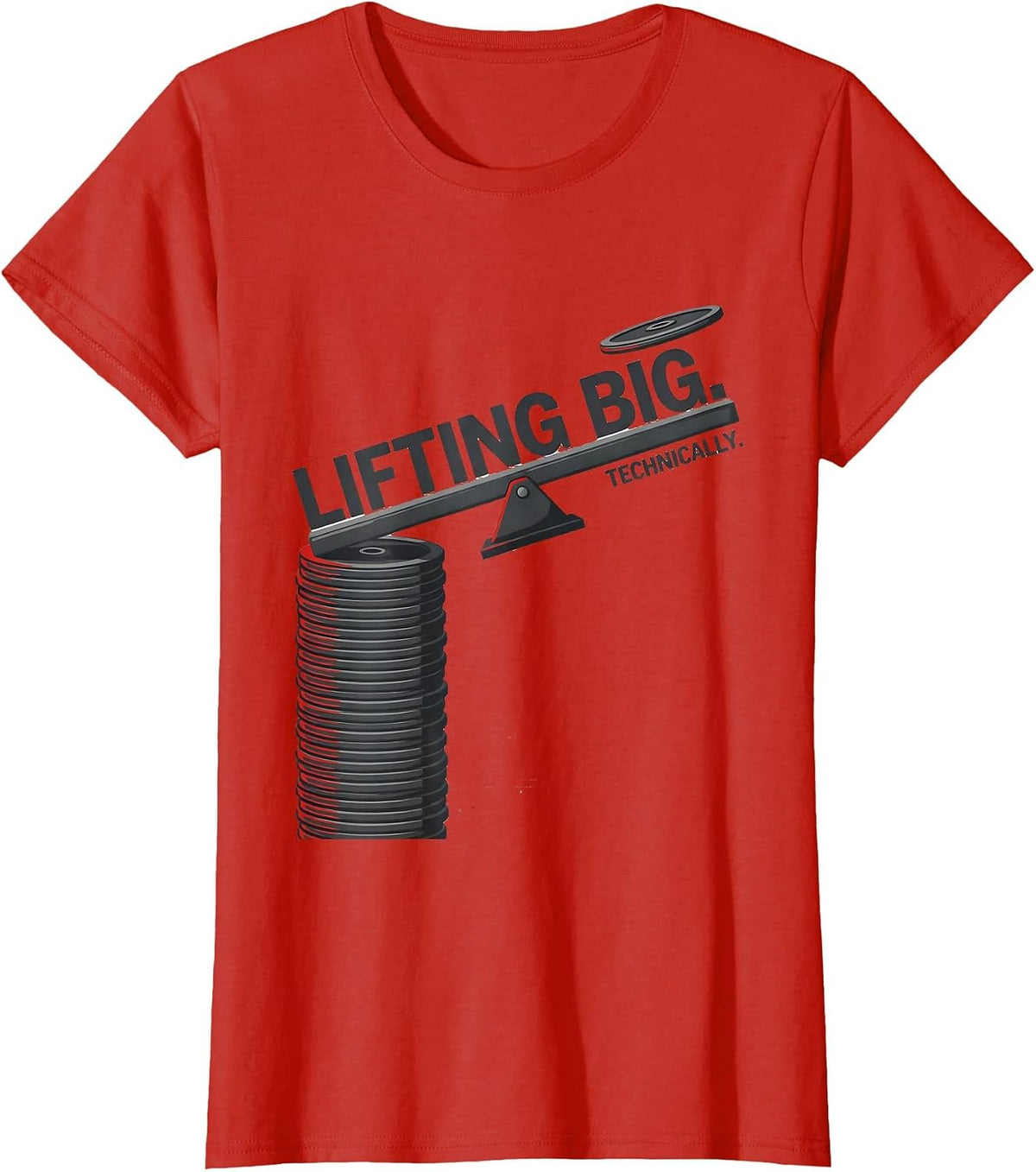 Lifting Big. Technically. Funny Gym Weightlifting Workout T-Shirt - Red