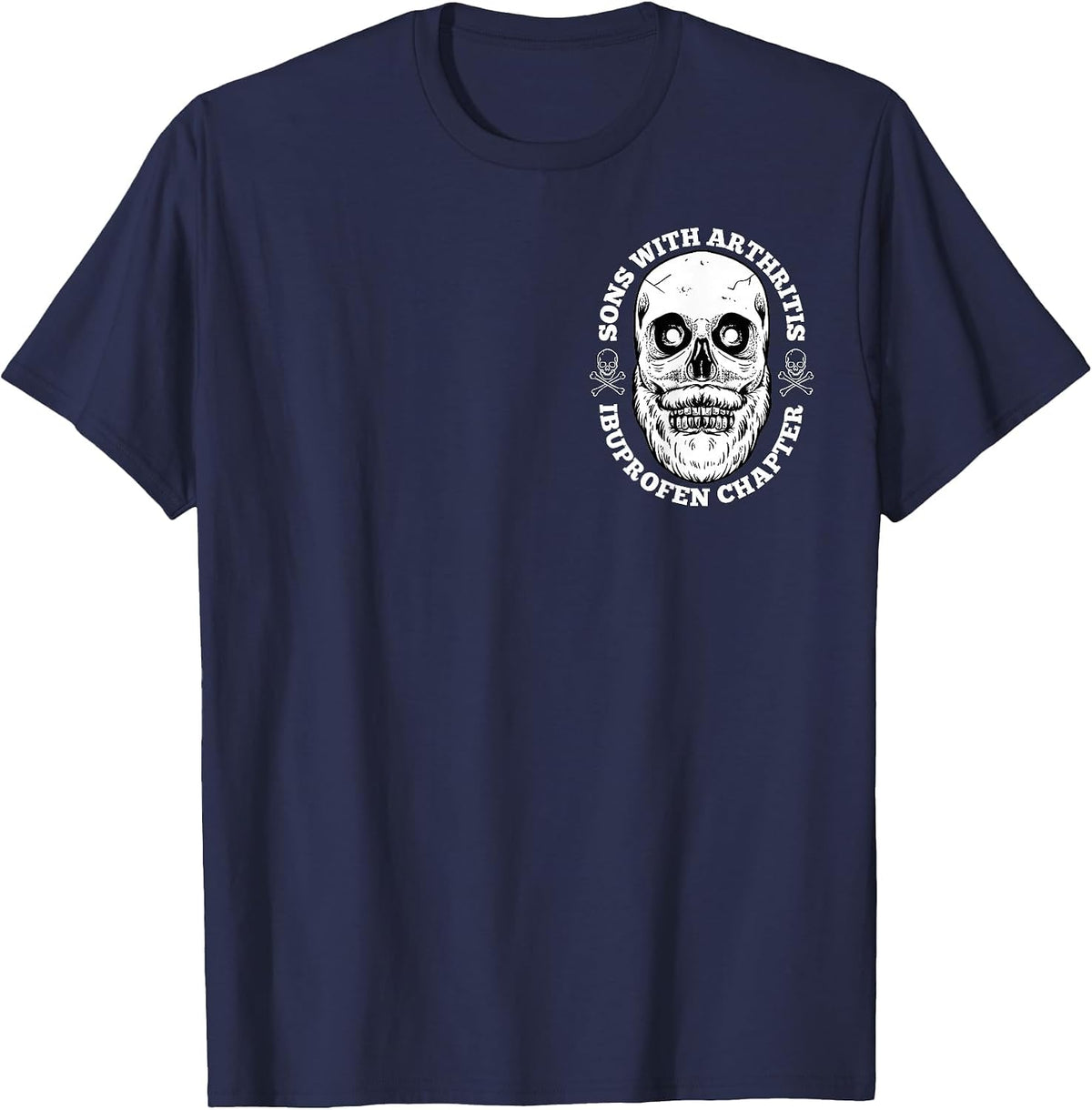 Sons with Arthritis 2 Sided Front Back Funny Retired Biker T-Shirt - Navy Blue