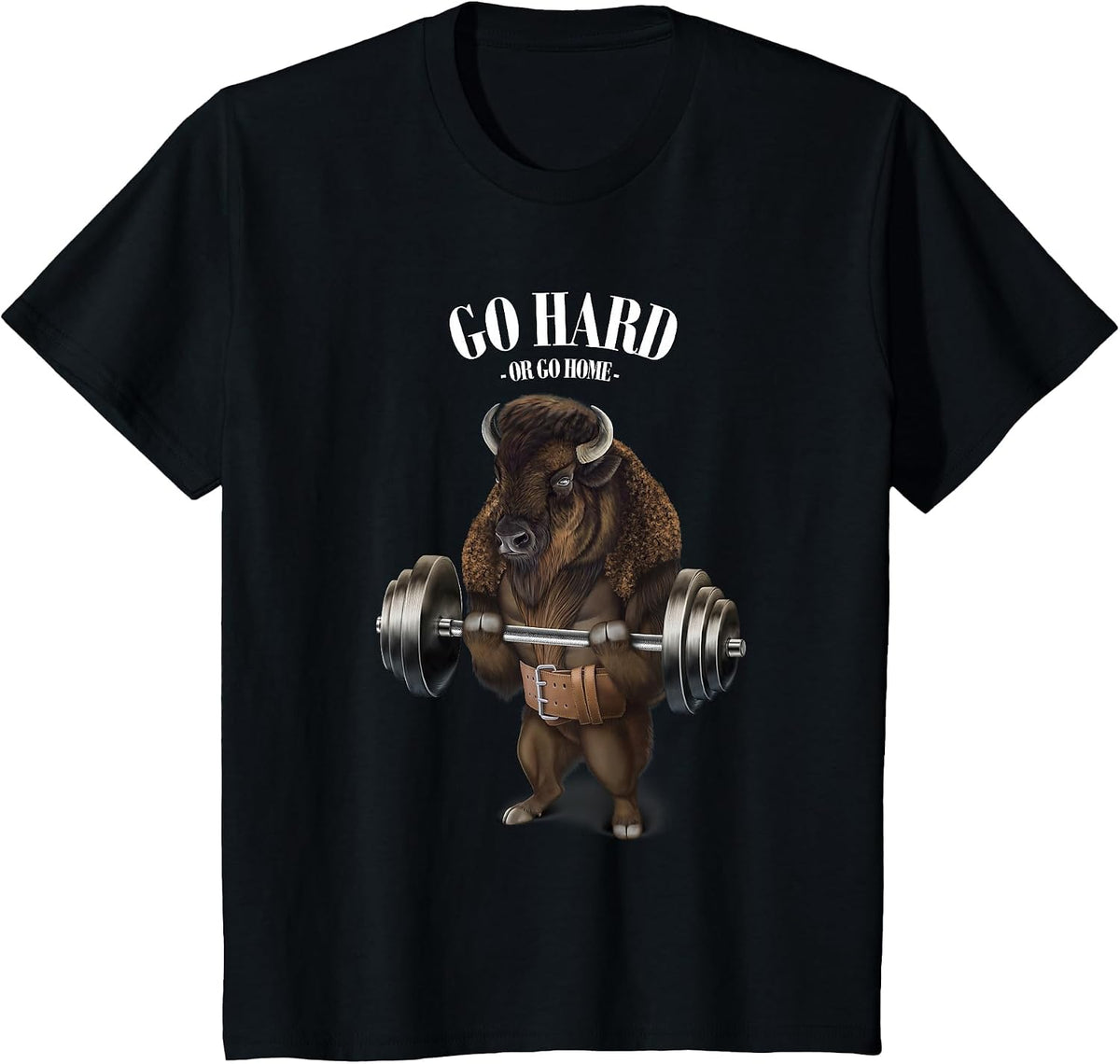 Bison Buffalo Bull Weightlifting in Fitness Gym T-Shirt - Black