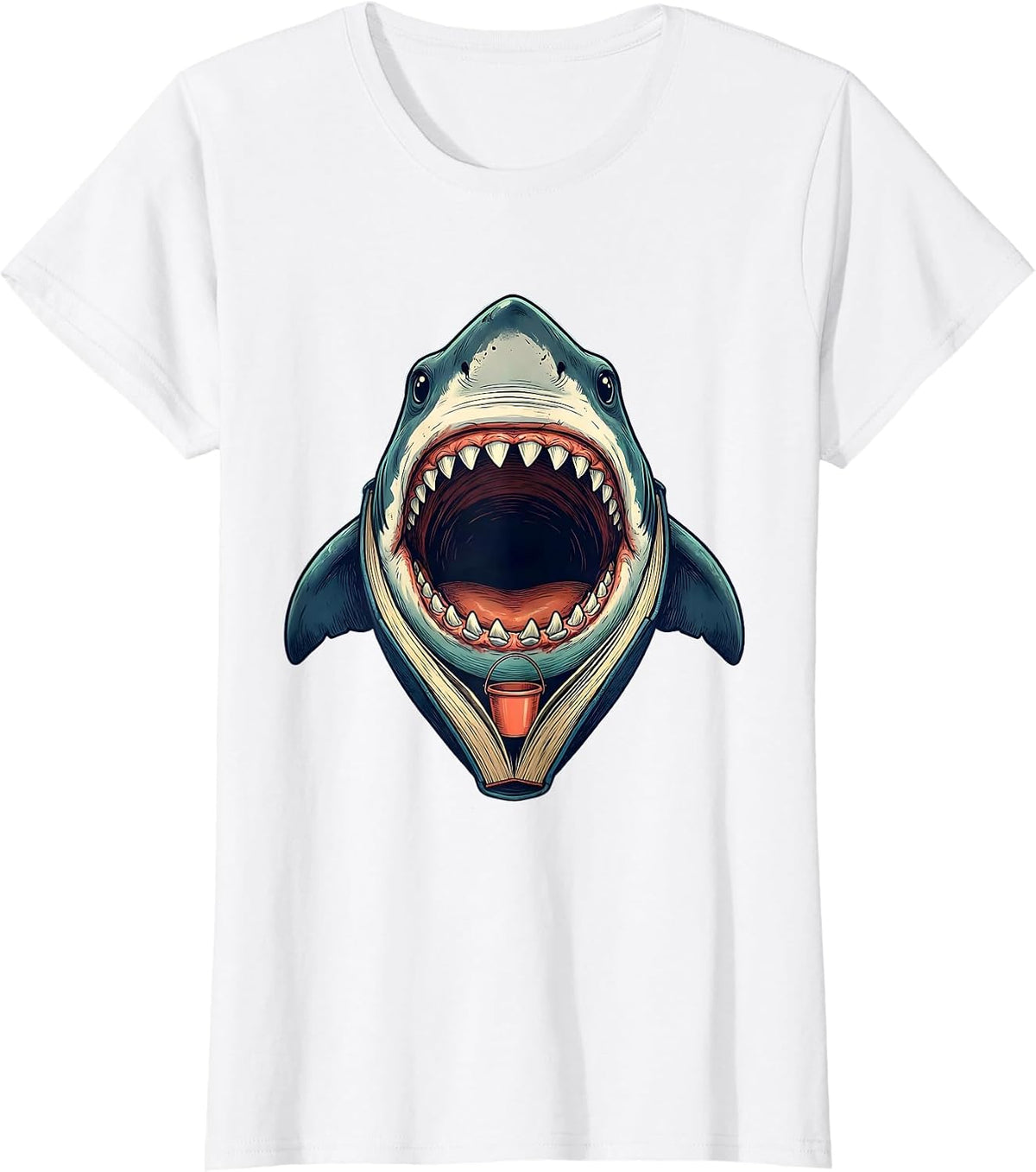 Storybook Shark Jaw Funny Halloween Costume T-Shirt - White