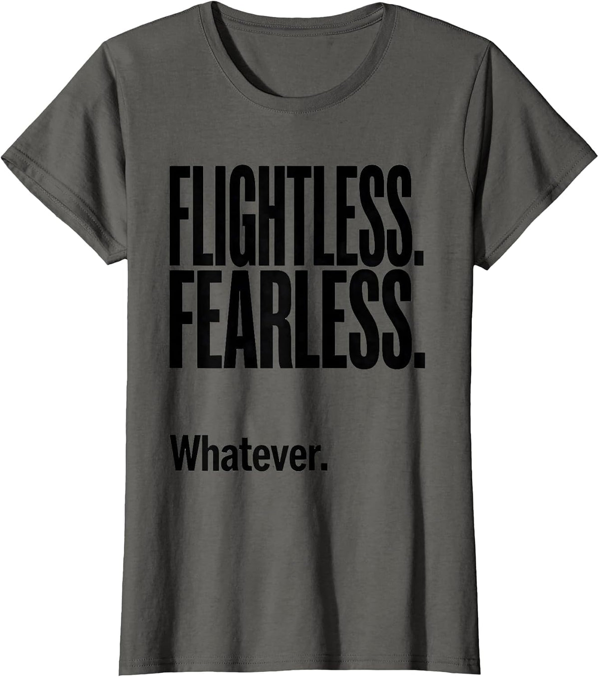 Women's Flightless Fearless Whatever Kiwi Map Rugby Haka Pride T-Shirt - Asphalt Grey