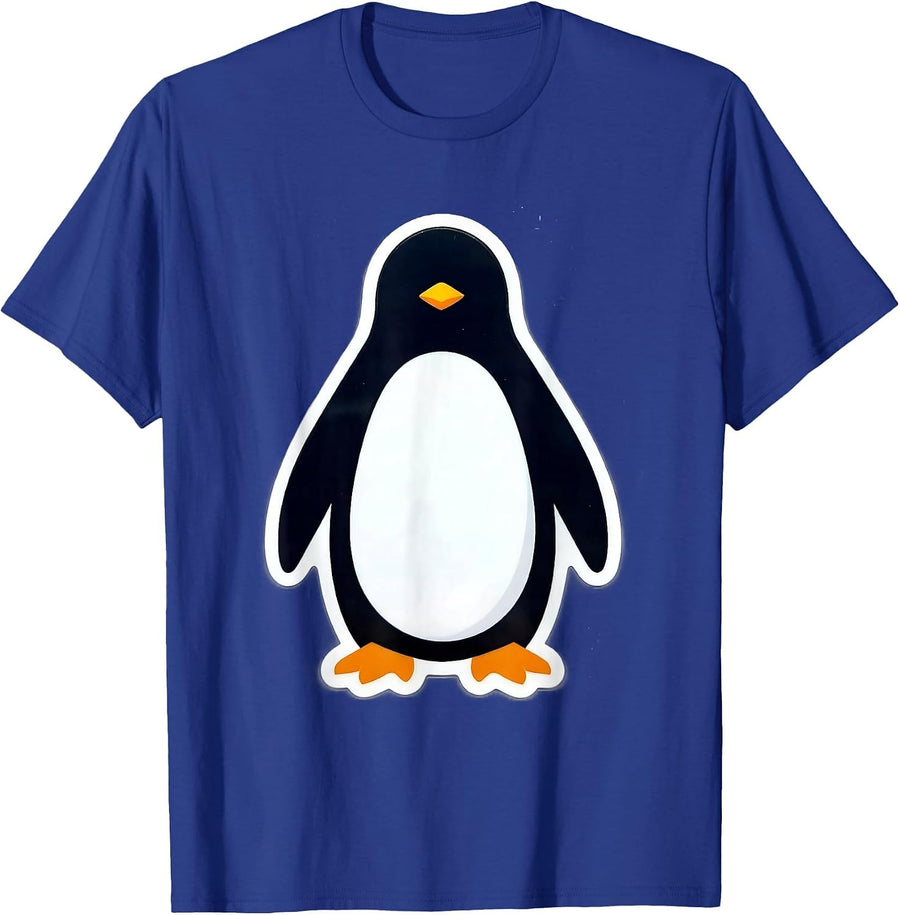 Penguin Sticker Badge Novelty Animal Lover Humor T-Shirt - Royal Blue