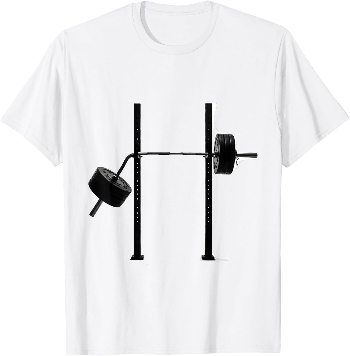Men's Bent Barbell Funny Gym Workout Humor T-Shirt - White