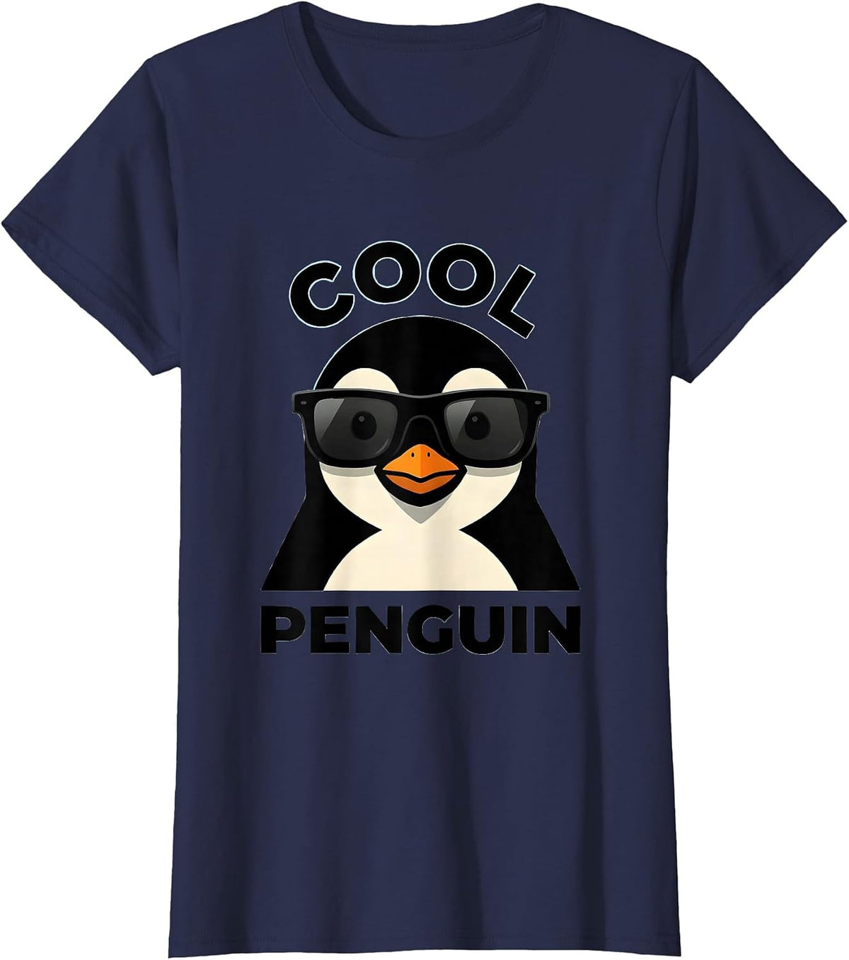 Women's Cool Penguin Mascot Logo Funny Animal Humor Novelty T-Shirt - Navy Blue