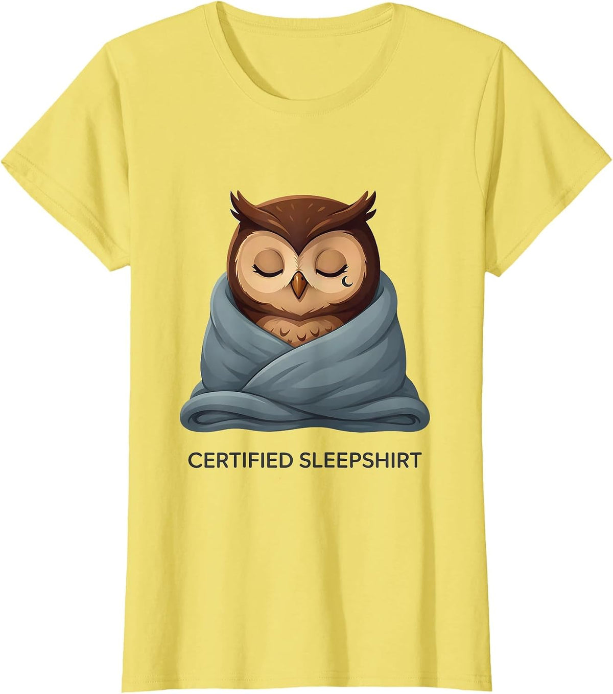 Certified Sleepshirt Funny Owl Pajama Animal Lover Comfort T-Shirt - Lemon Yellow
