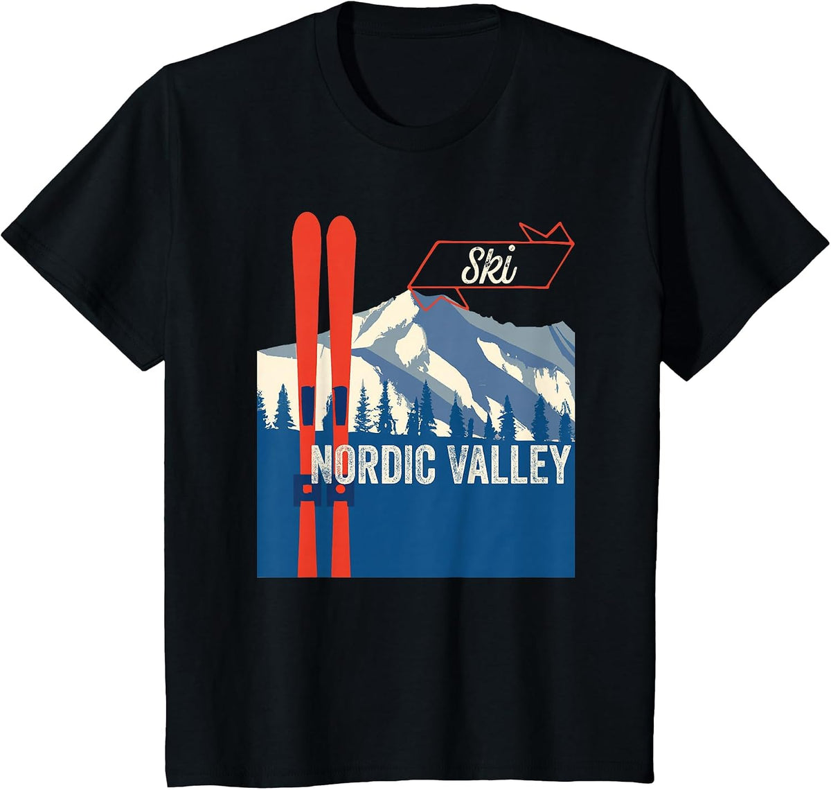 Nordic Valley Ski Gear - Nordic Valley Mountain Skiing T-Shirt - Black