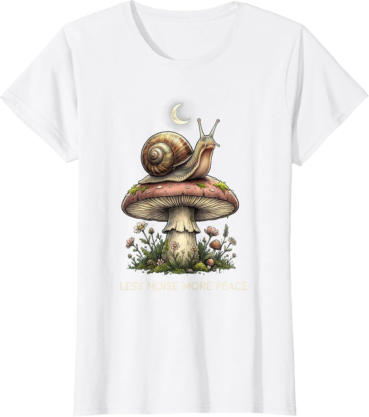 Less Noise More Peace Mindfulness Design T-Shirt - White