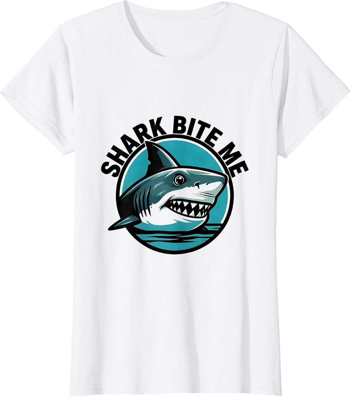 Shark Bite Me Funny Shark Lover Ocean Wildlife Humor T-Shirt - White