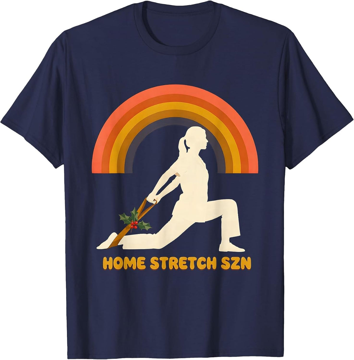 Home Stretch Szn Retro Physical Therapy Christmas T-Shirt - Navy Blue