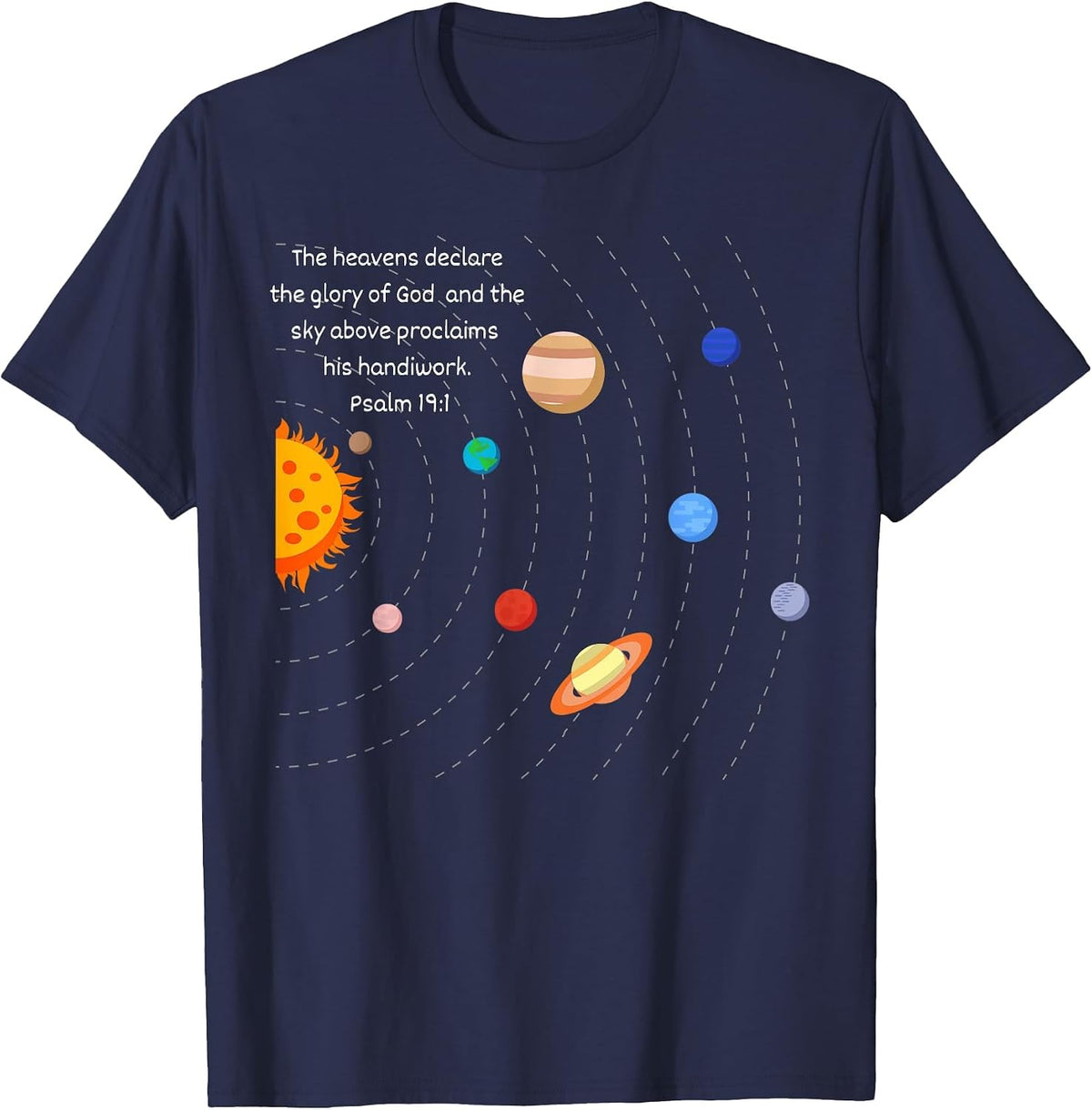 Astronaut Space Planets Solar System Christian Faith Jesus T-Shirt - Navy Blue