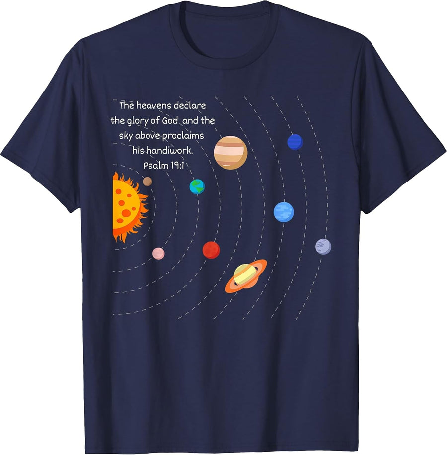 Astronaut Space Planets Solar System Christian Faith Jesus T-Shirt - Navy Blue