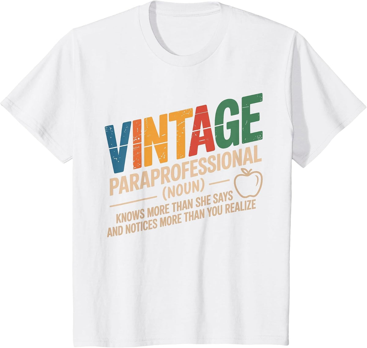 Funny Paraprofessional Teacher Vintage Style 60s 70s 80s T-Shirt - White