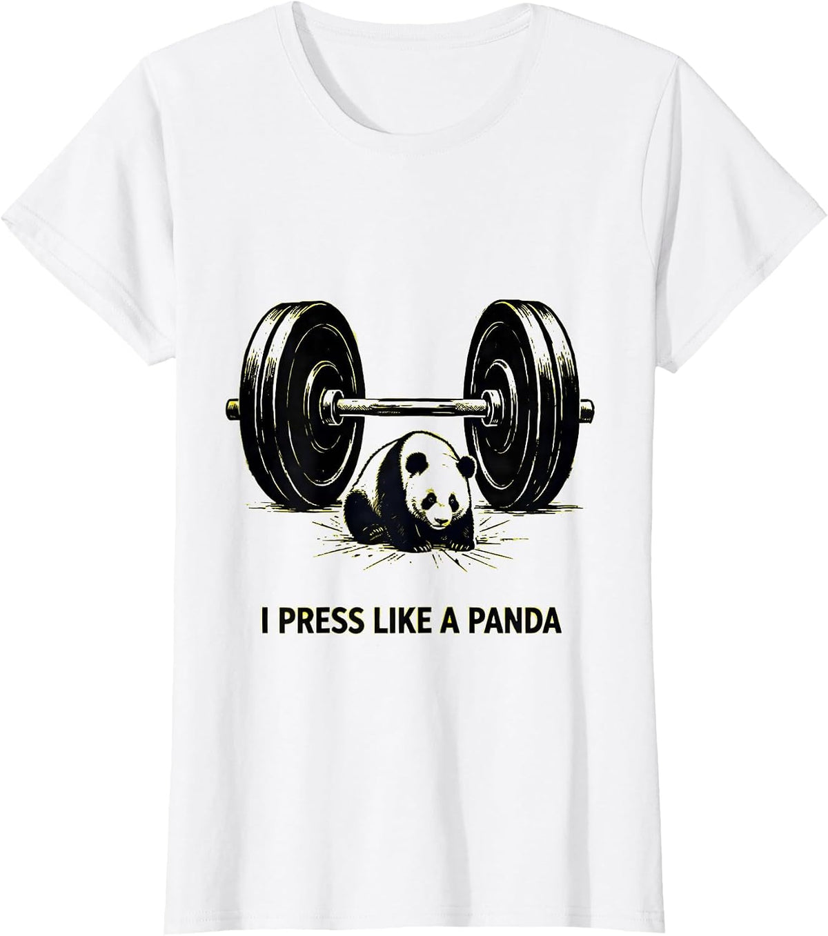 I Press Like A Panda Funny Gym Panda Weightlifting Workout T-Shirt - White