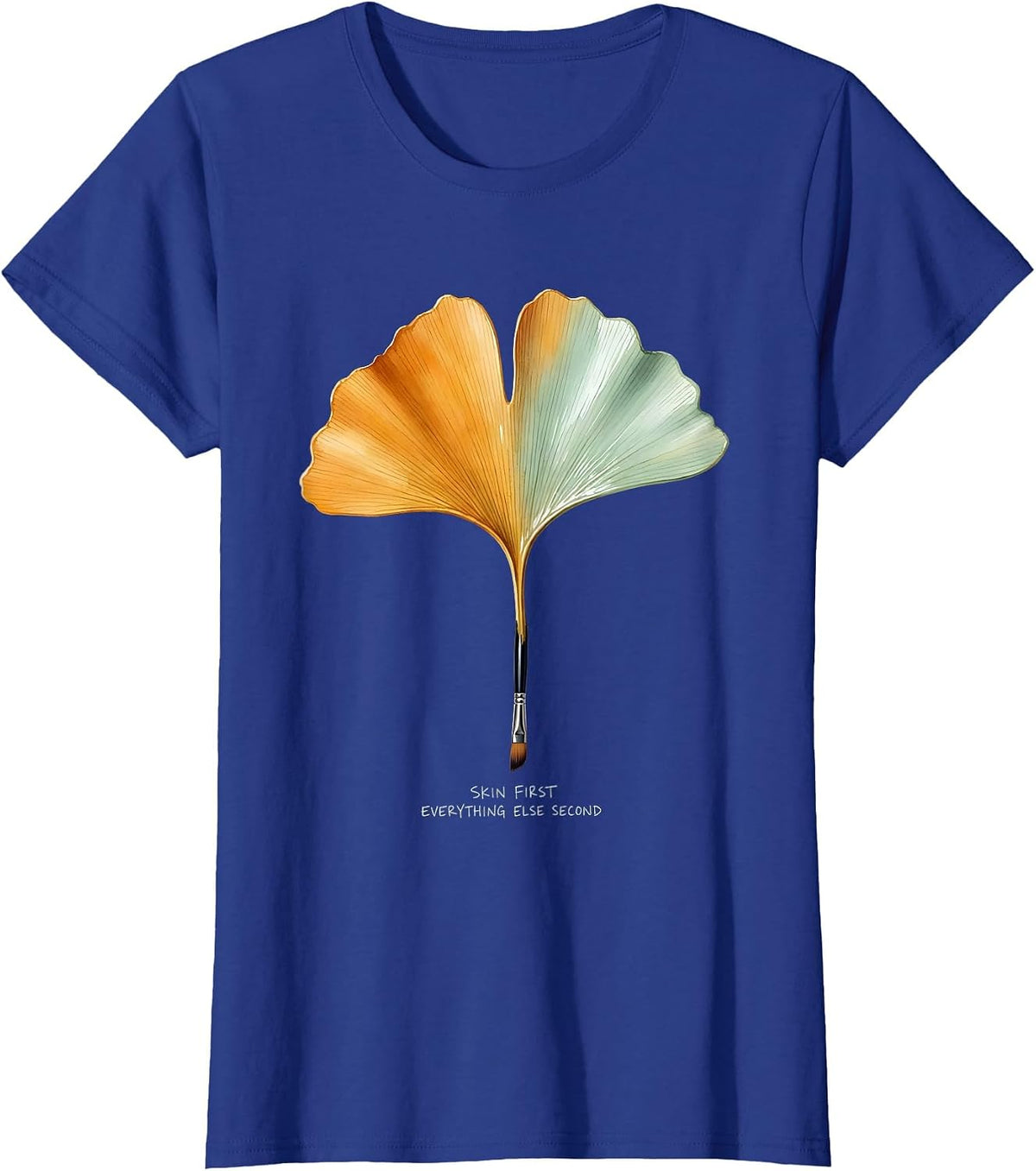 Women's K-Beauty Glass Skin Fall Skincare Design T-Shirt - Royal Blue
