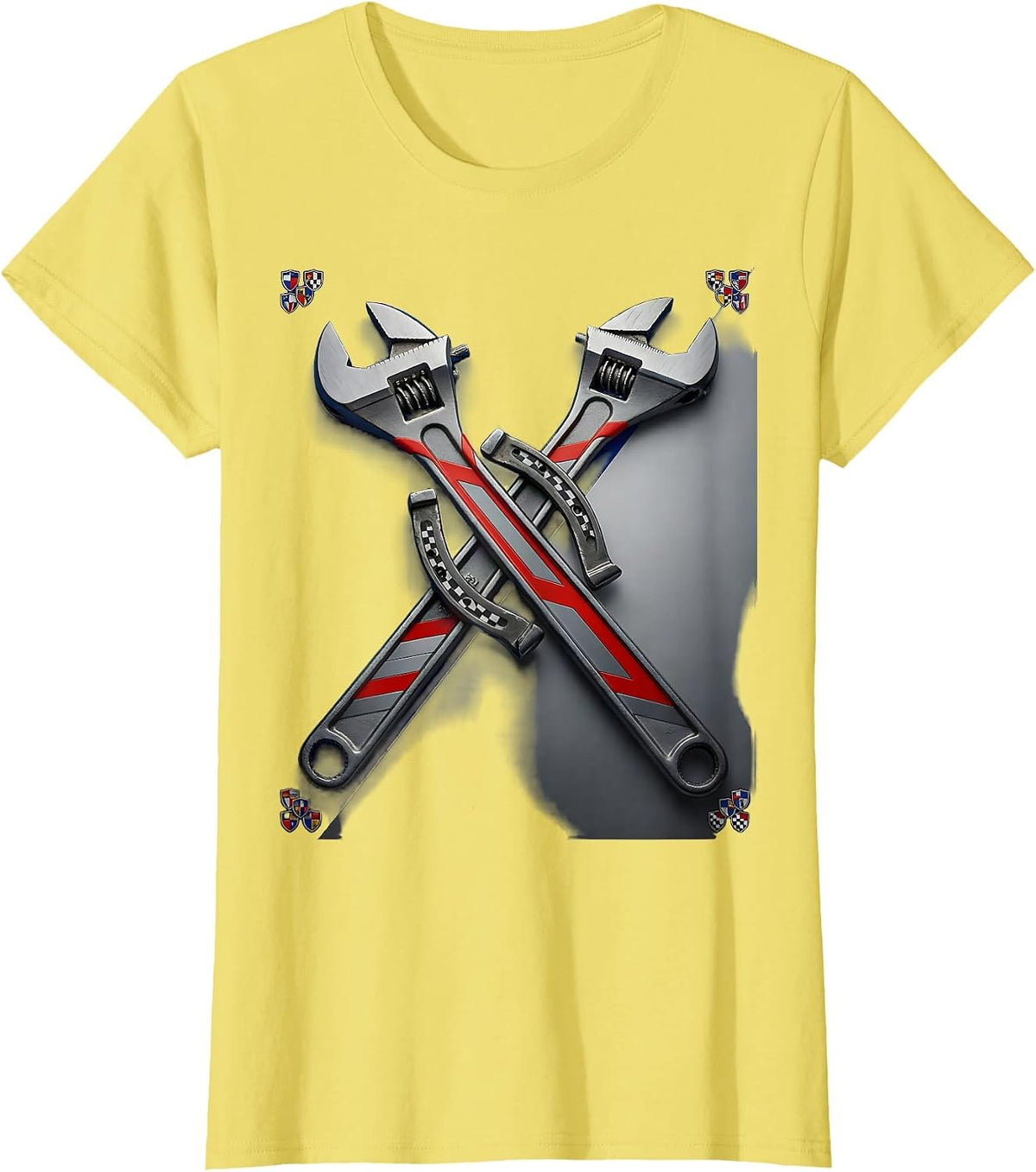 Women's Valley Forge Automotive Wrench and Horseshoe Graphic T-Shirt - Lemon Yellow