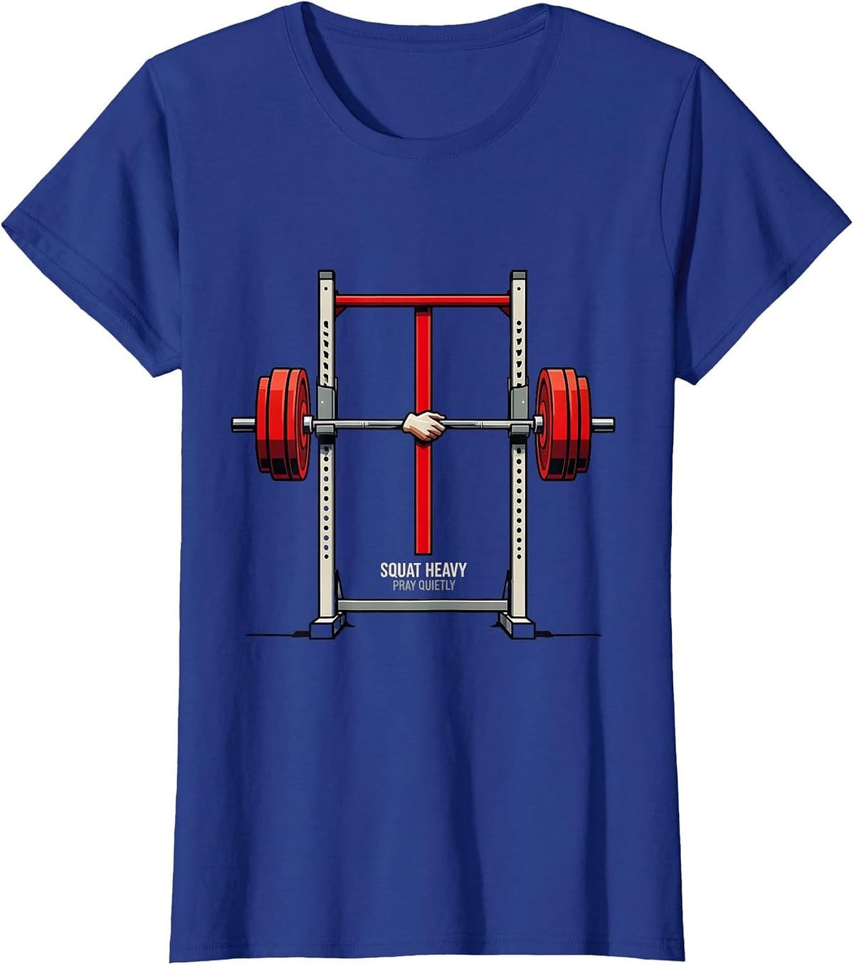 Women's Squat Heavy, Pray Quietly Geometric Christian Gym Faith T-Shirt - Royal Blue