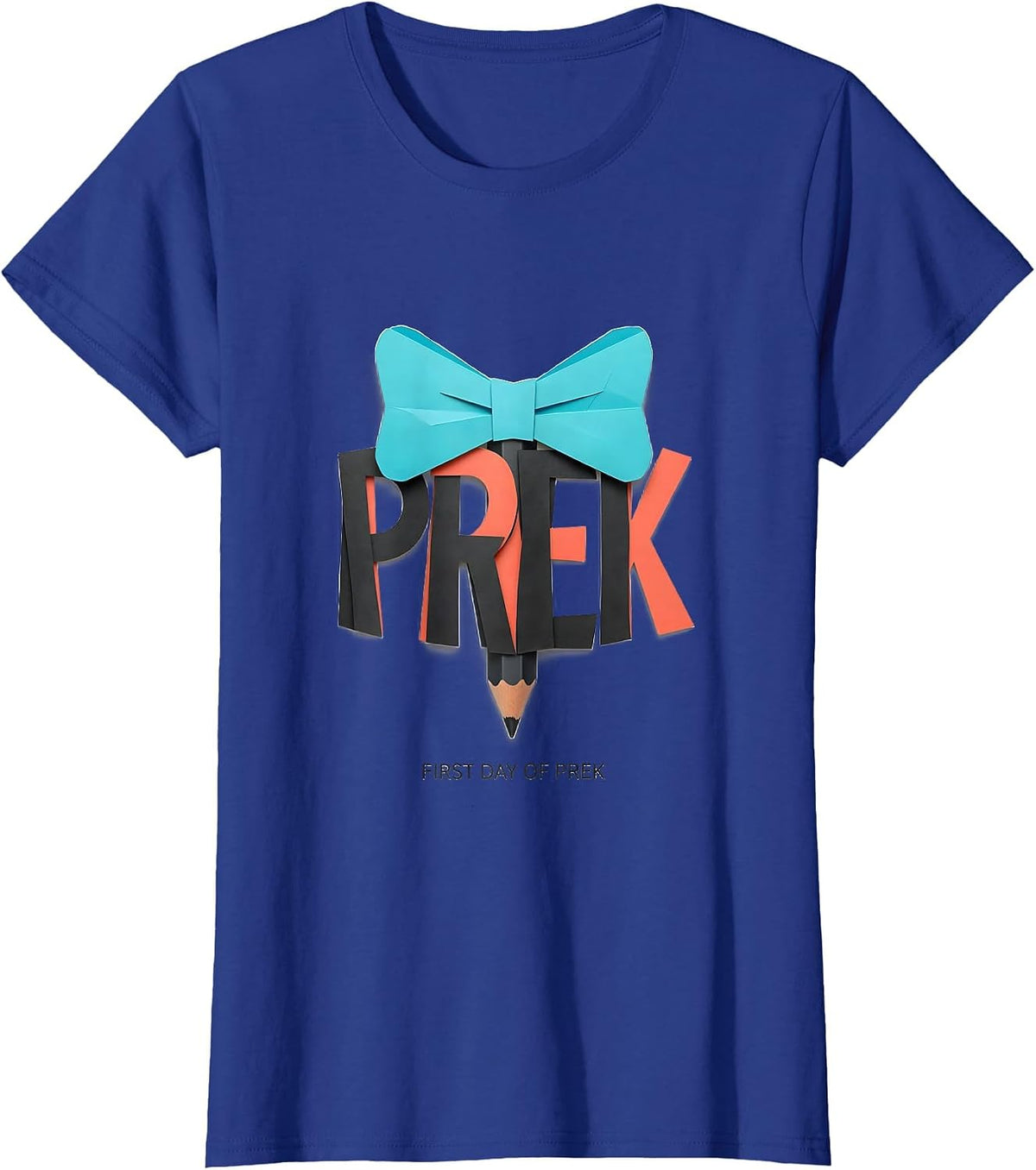 Women's First Day Of PreK Cute Girly Bow PreK Teacher Back To School T-Shirt - Royal Blue