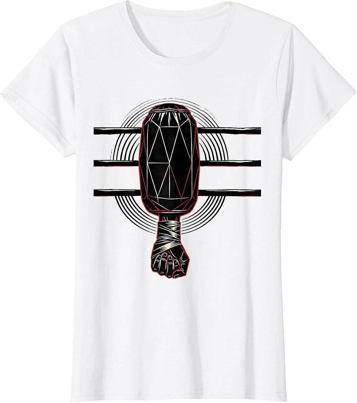 Women's Geometric Double-End Boxing Bag Boxer Pride Gift T-Shirt - White