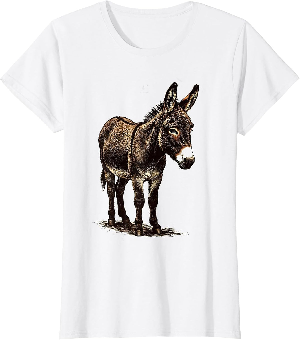 Women's Mini Donkey Vintage Quirky Farm Animal Humor T-Shirt - White
