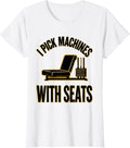 Women's I Pick Machines With Seats Funny Gym Workout Weightlifting T-Shirt - White