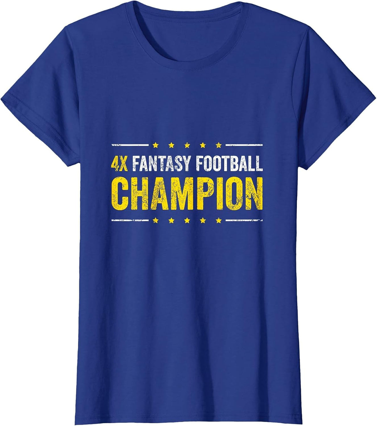 Fantasy Football 4 Time Winner Champ Champion T-Shirt - Royal Blue