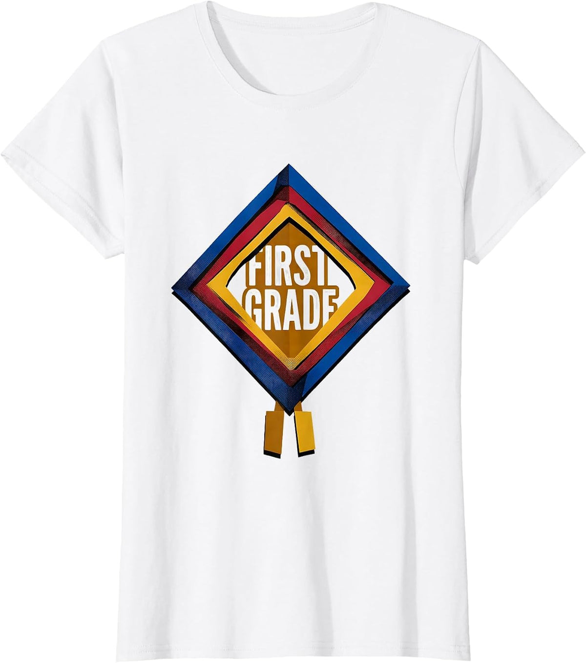 First Grade Geometric Pennant Back To School Girl T-Shirt - White