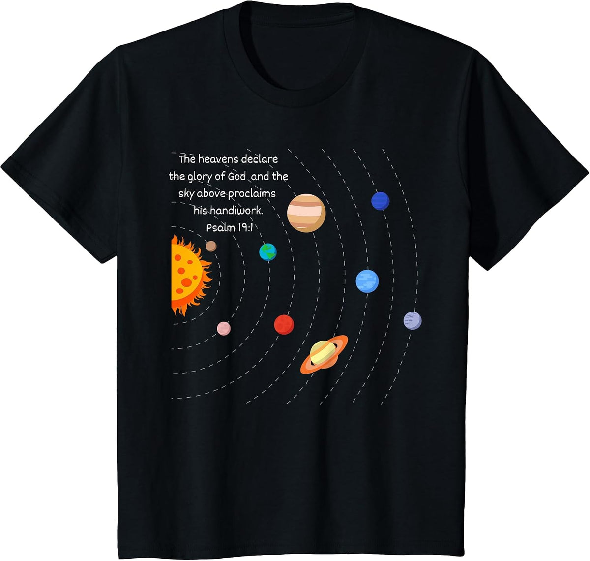 Astronaut Space Planets Solar System Christian Faith Jesus T-Shirt - Black