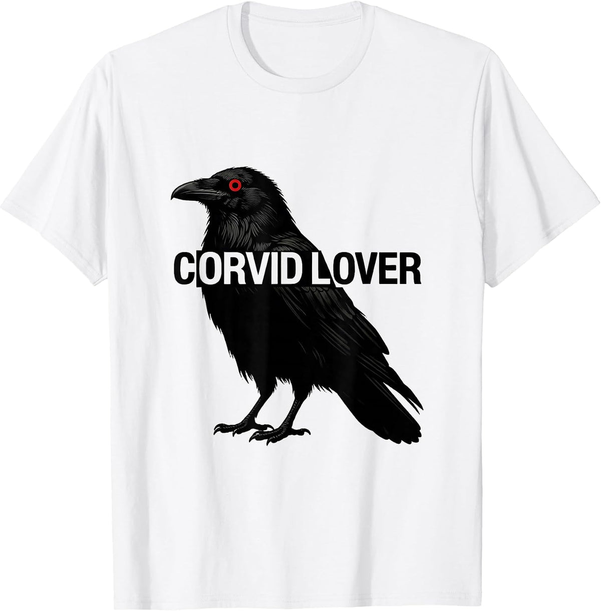 Men's Corvid Lover Minimalist Raven Silhouette Gothic Bird Art T-Shirt - White