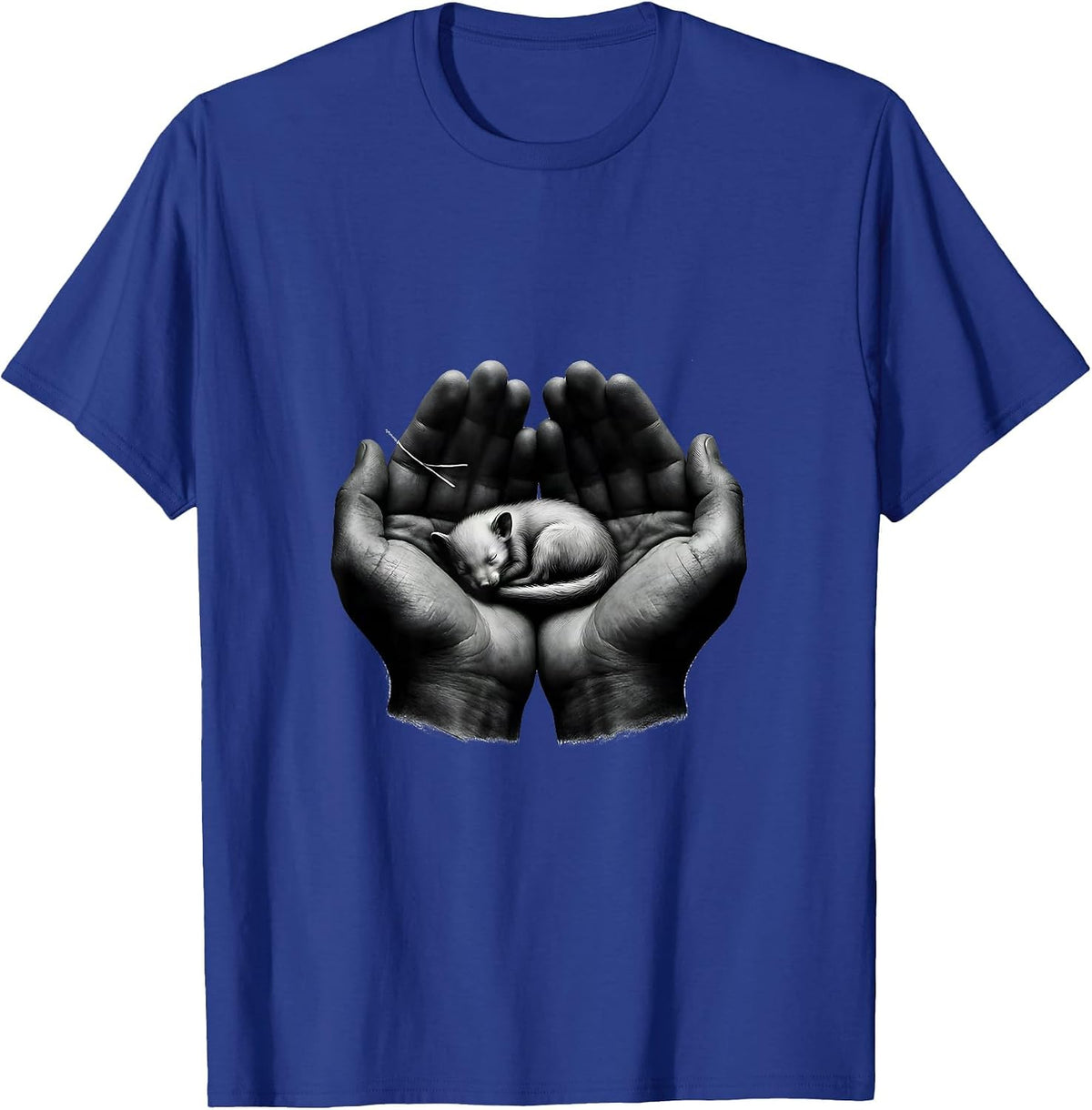 Men's Hand Cradle Animal Care Vet Tech Humor Appreciation T-Shirt - Royal Blue
