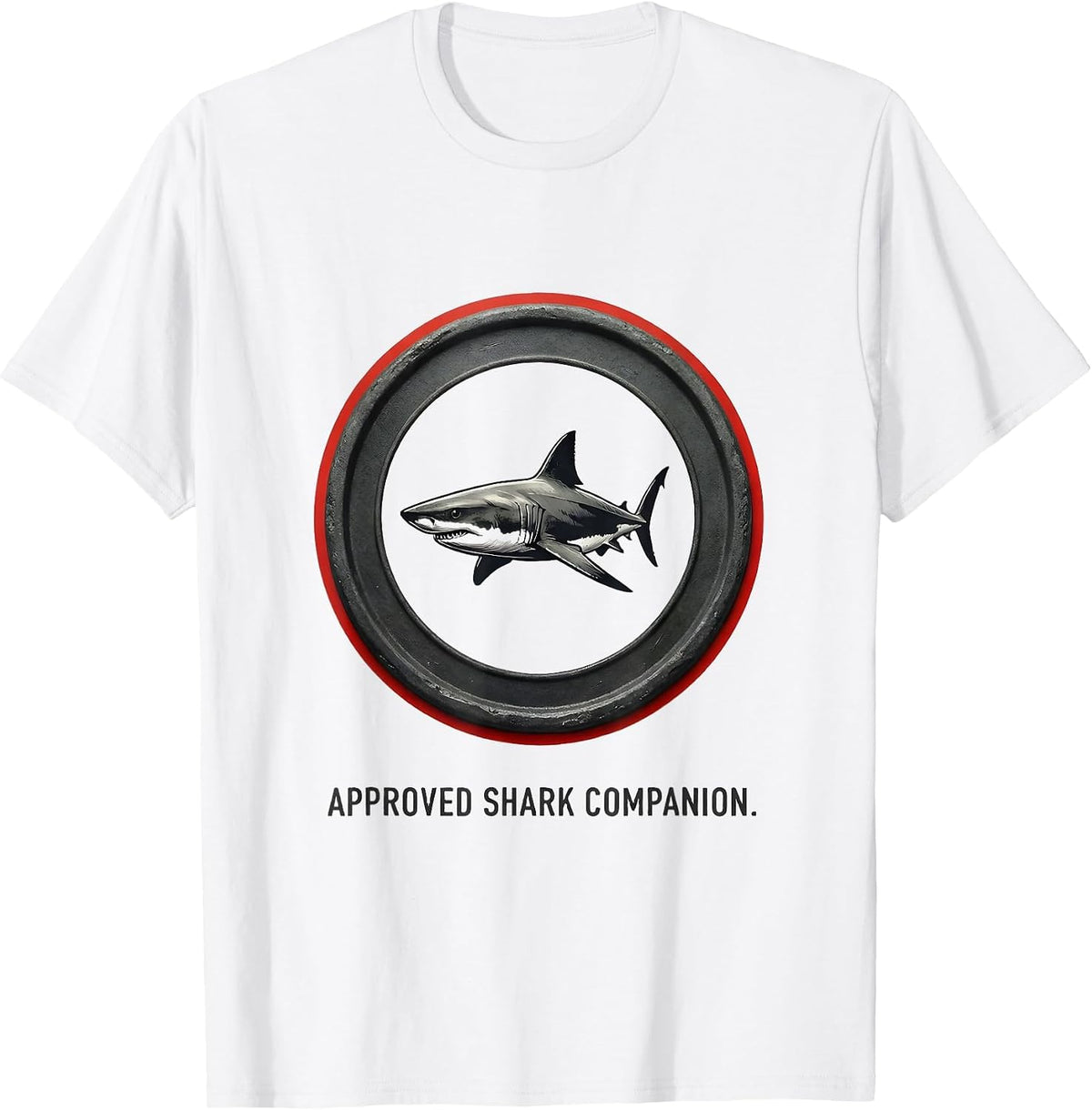 Men's Approved Shark Companion Funny Shark Lover Ocean Wildlife T-Shirt - White