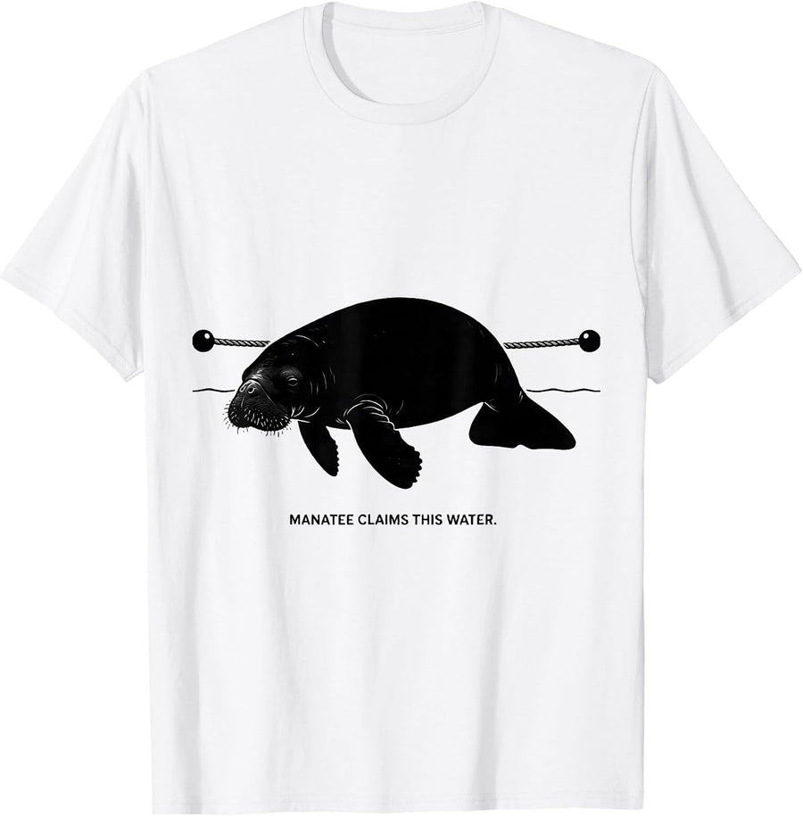 Men's Manatee Claims This Water Funny Sea Animal Lover Gift T-Shirt - White