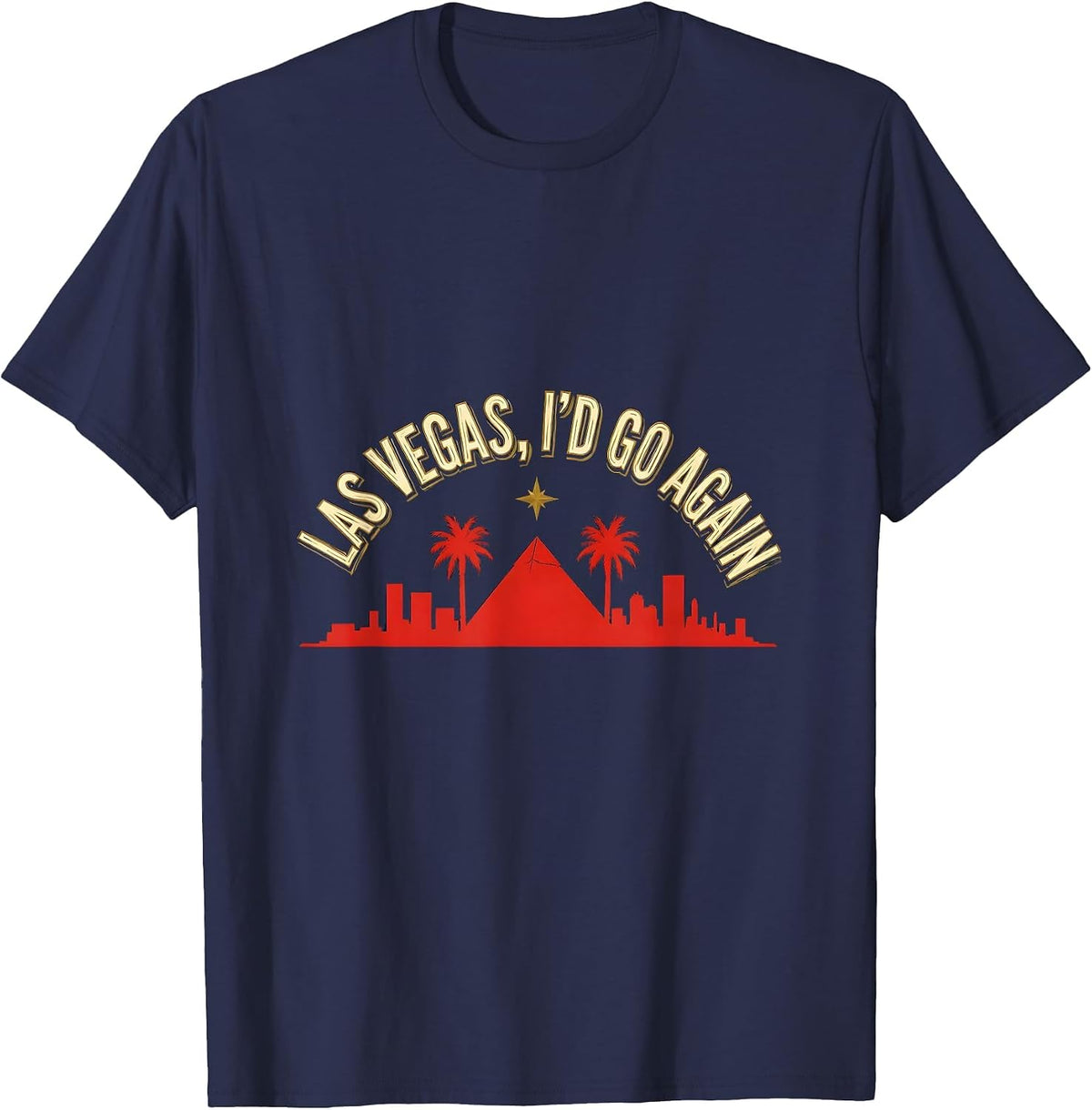 Men's Las Vegas, I’d Go Again Nostalgic Vacation Souvenir Skyline T-Shirt - Navy Blue