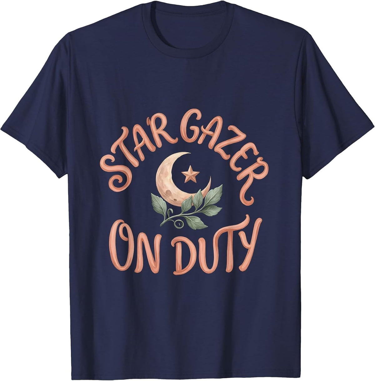 Star Gazer On Duty Astronomy Design T-Shirt - Navy Blue