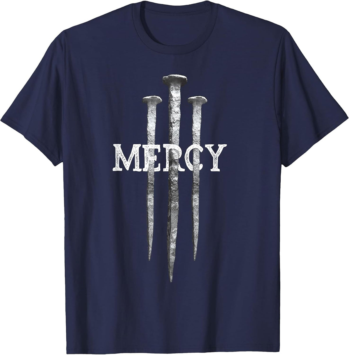 3 Nails Mercy Jesus Shirts Christian Tee T-Shirt - Navy Blue