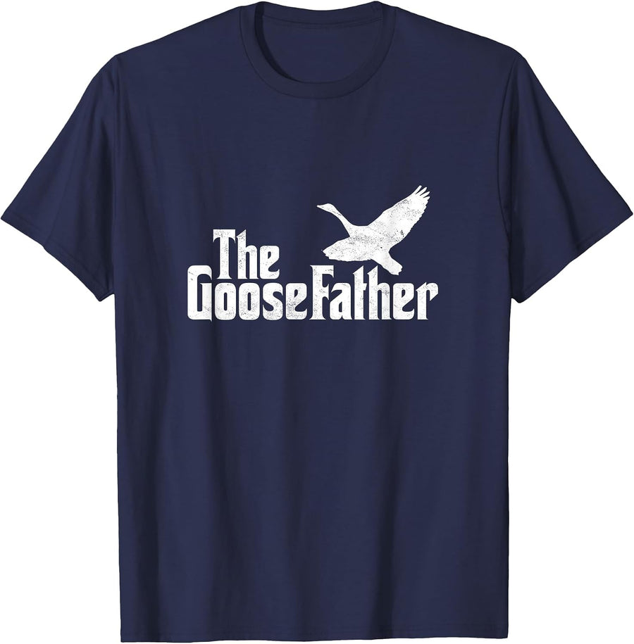 The Goosefather Goose Father Canada Geese Bird Watcher T-Shirt - Navy Blue