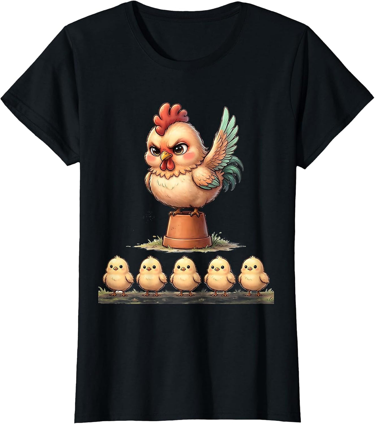 Women's Cute Kawaii Hen Funny Chicken Lover Gift T-Shirt - Black