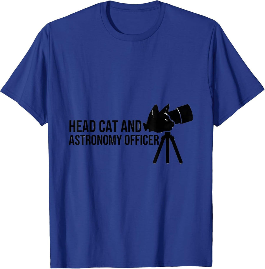 Head Cat And Astronomy Officer Funny Cat Lover Hobby Humor T-Shirt - Royal Blue