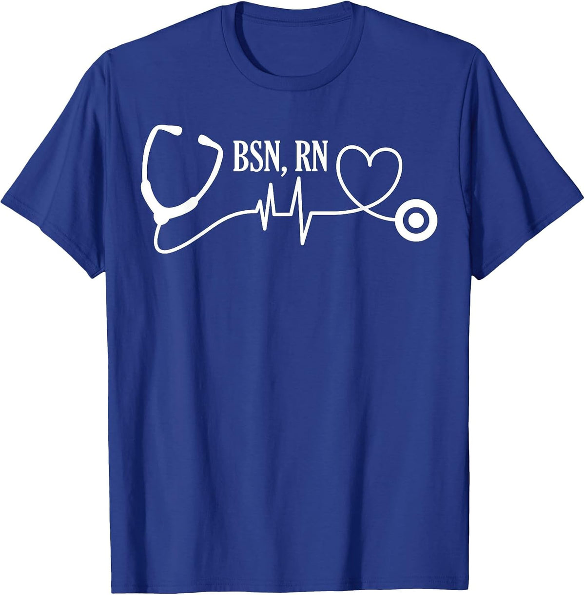 BSN RN Registered Nurse Medical Stethoscope Heartbeat EKG T-Shirt - Royal Blue