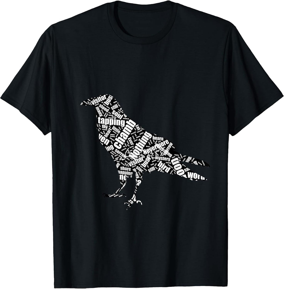 The Raven Edgar Allan Poe Word Cloud Poem Shirt T-Shirt - Black