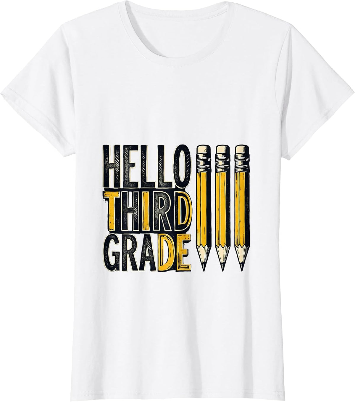 Women's Hello Third Grade Cute Pencil Back to School Kids T-Shirt - White