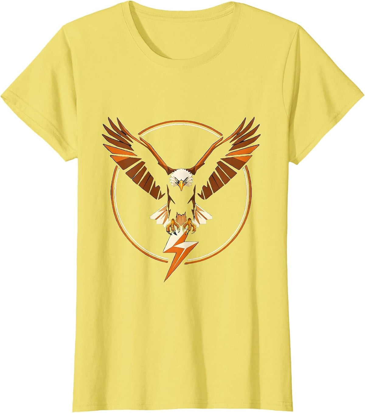 Bald Eagle Lightning Bolt Freedom Graphic T-Shirt - Lemon Yellow