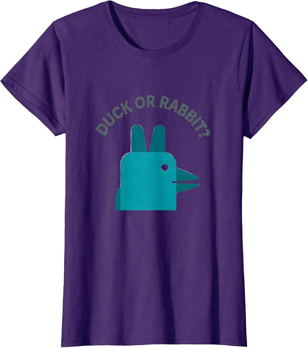 Women's Duck Or Rabbit? Funny Philosophy Optical Illusion Animal T-Shirt - Purple
